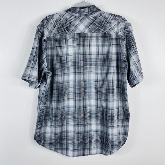Orvis Size Large Classic Collection Short Sleeve Woven Plaid Button Shirt Gray - Picture 2 of 4